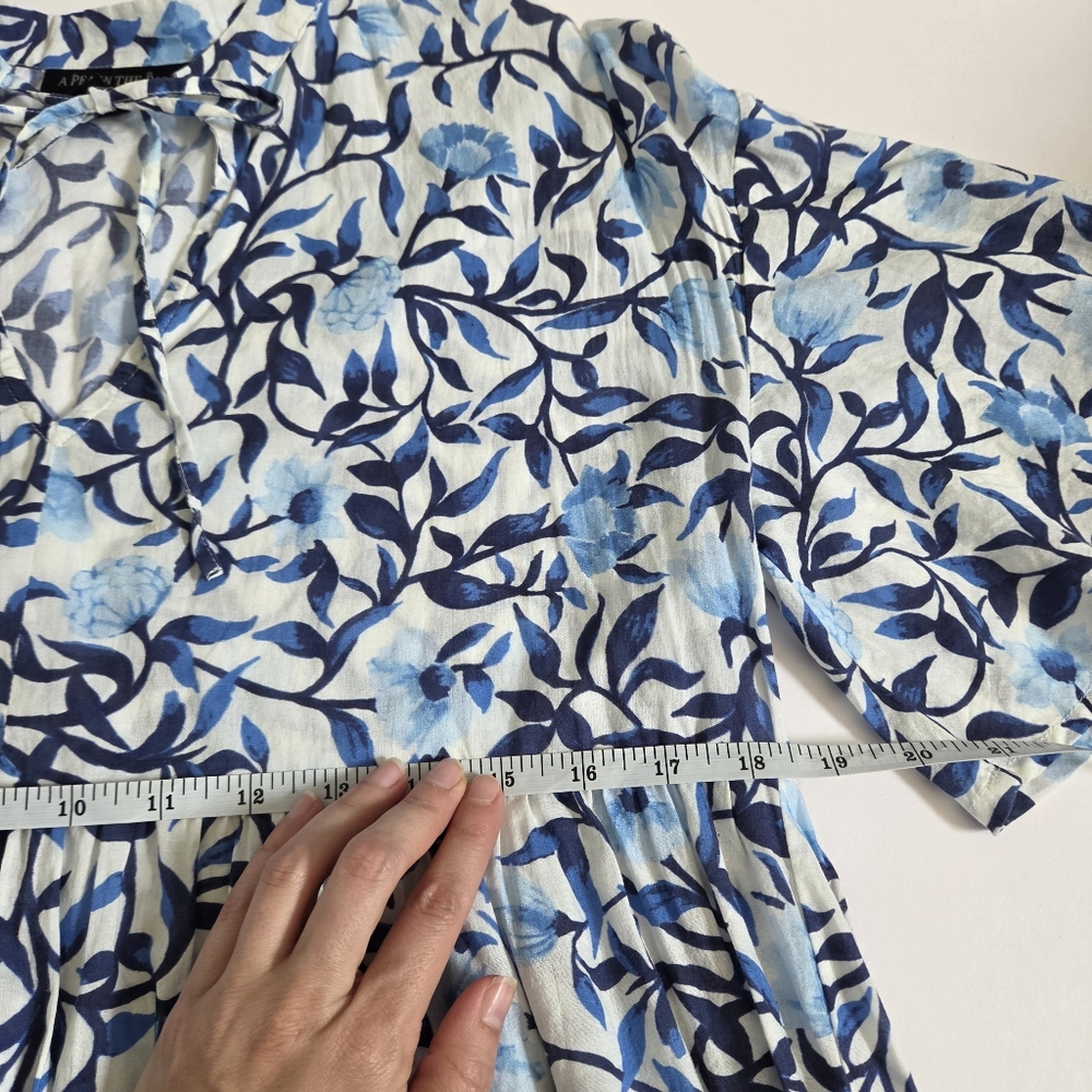A Pea in the Pod blue floral flutter sleeve flowy cotton maternity dress sz S - Picture 7 of 8